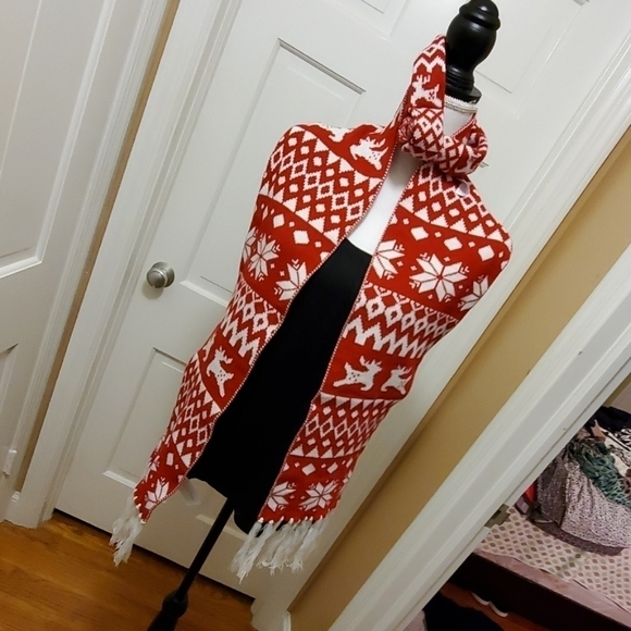 Scarf & head band red/white one size - Picture 1 of 6